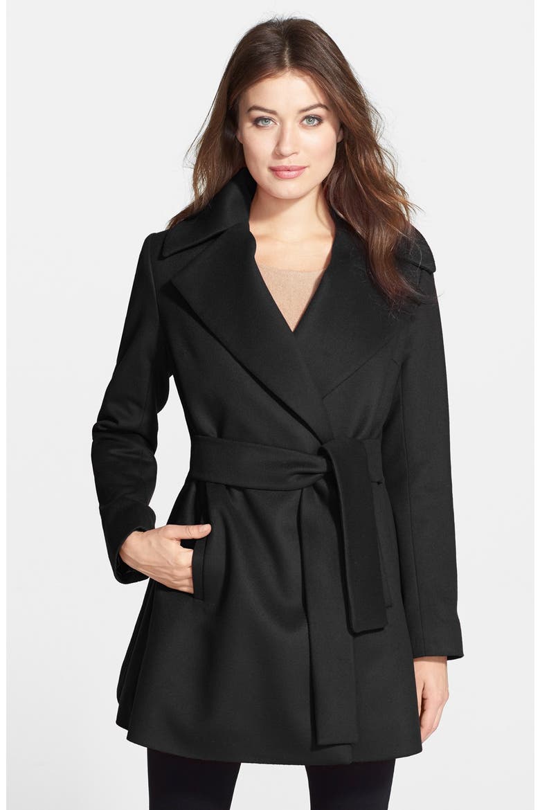 'Beverly' Wool & Cashmere Wrap Coat, Main, color, BLACK