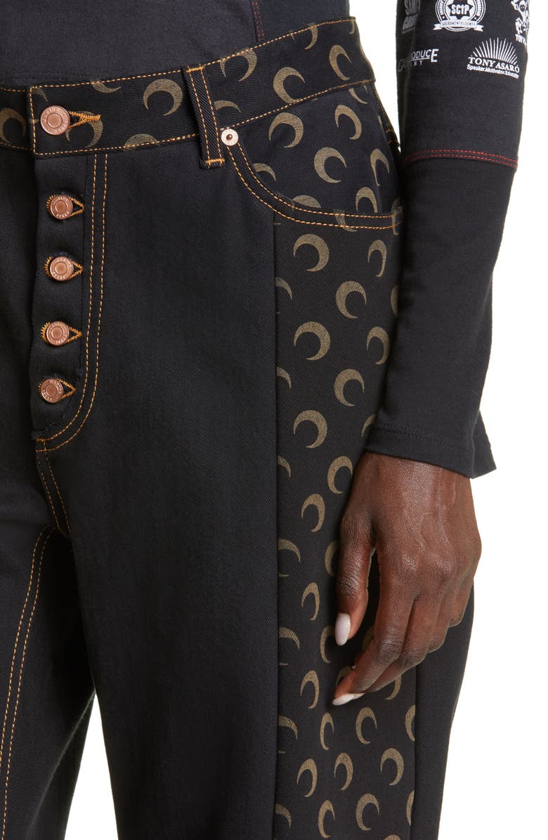 Marine Serre Moon Print Wide Leg Jeans, Alternate, color, 