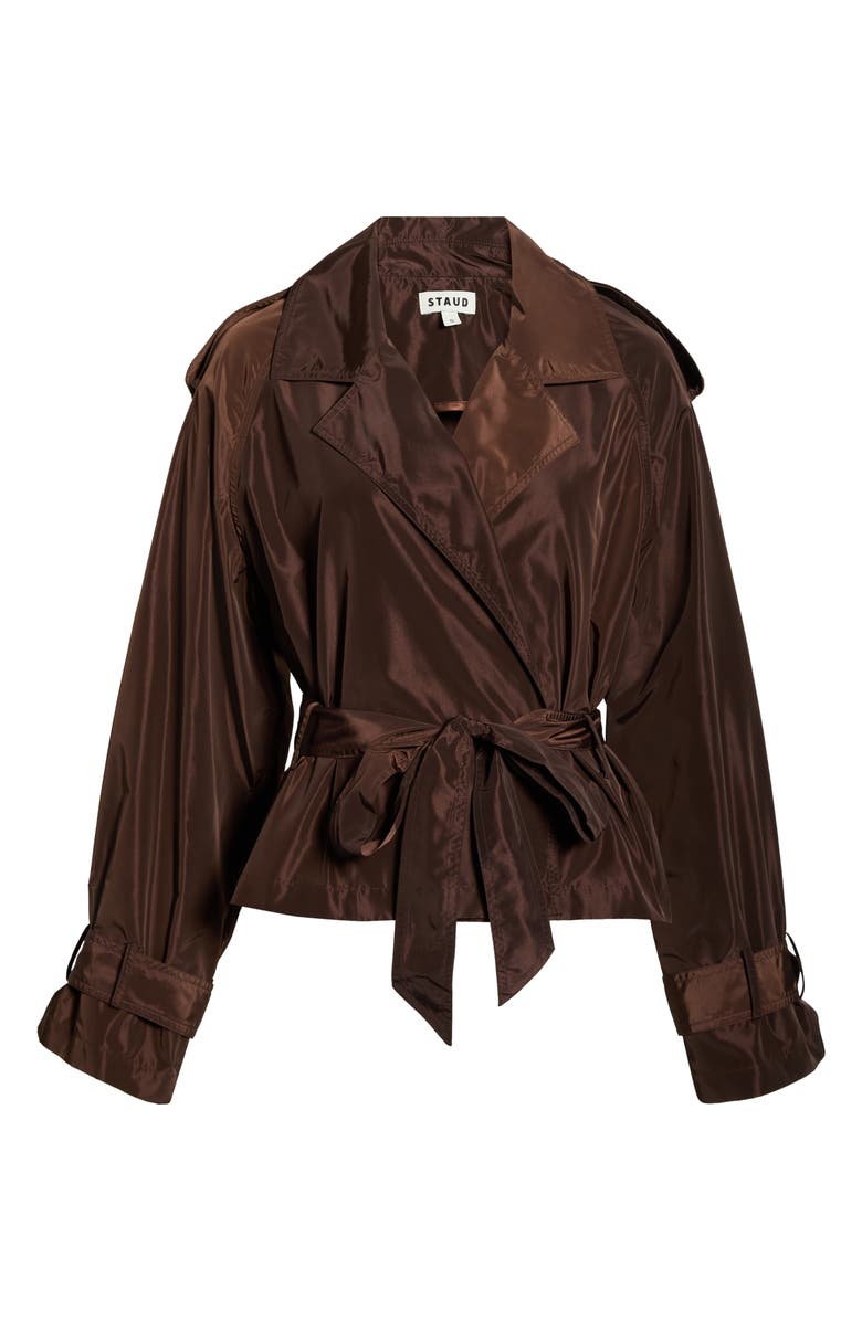 STAUD Vale Short Belted Trench Coat, Alternate, color, Earth