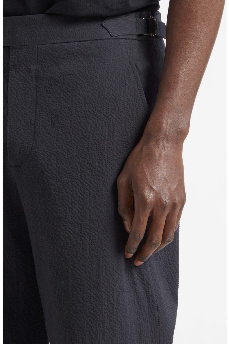 Side Buckle Seersucker Trousers, Alternate, color, DARK NAVY