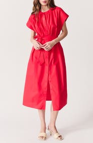 DELUC Cancela Cap Sleeve Cotton Poplin Shirtdress