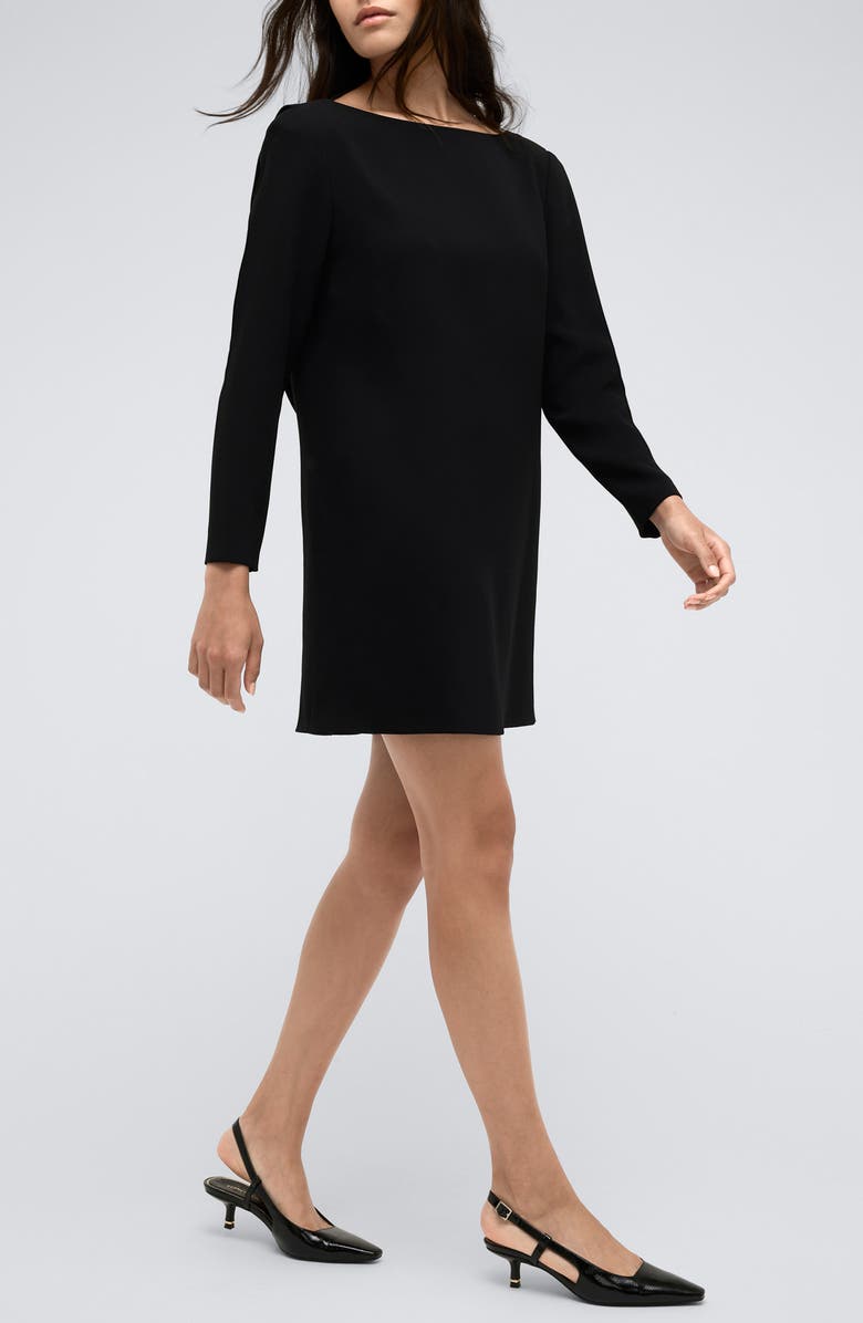 Kenneth Cole Drape Back Long Sleeve Shift Dress, Alternate, color, Black