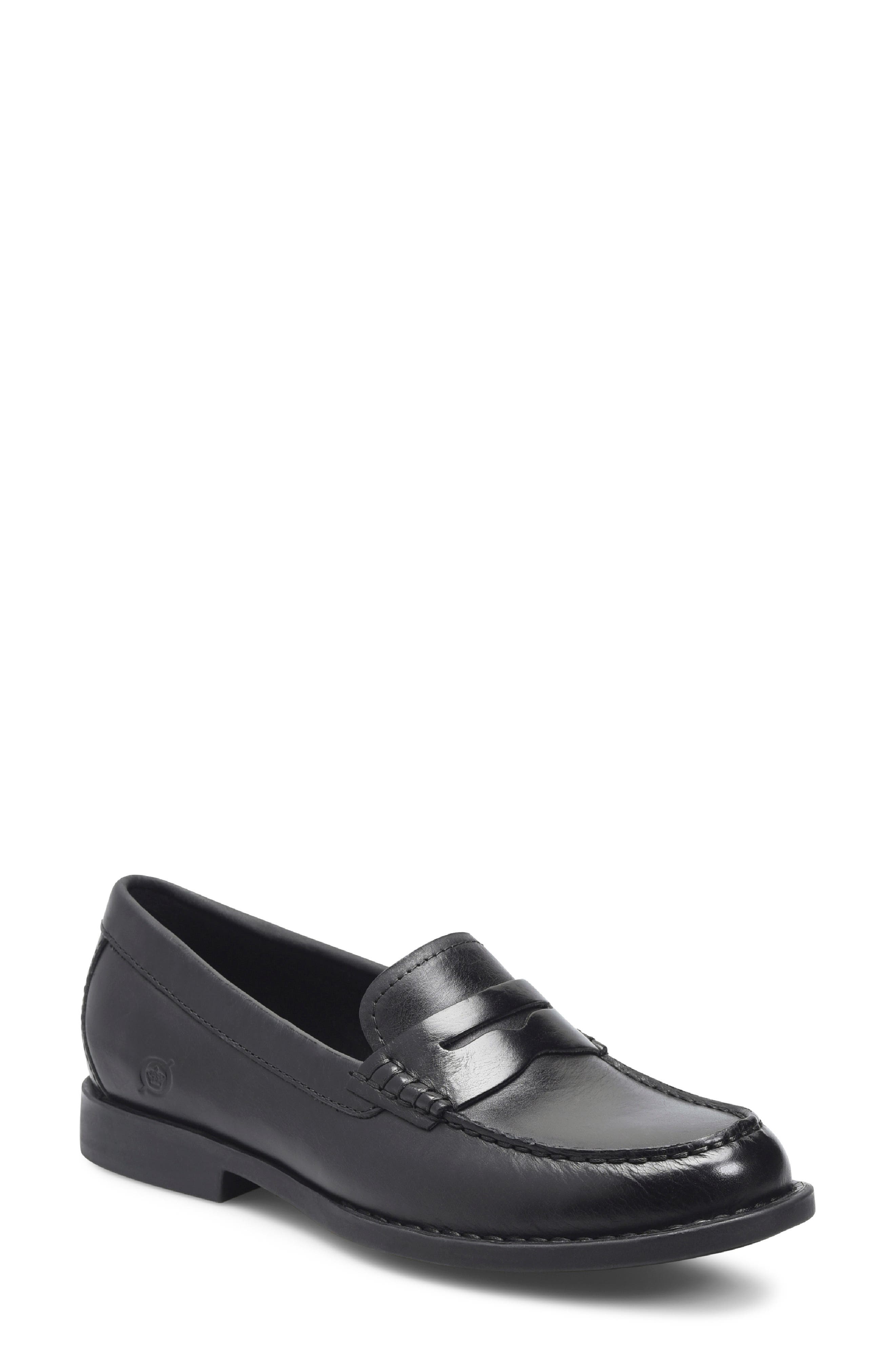 Børn Macie Penny Loafer, Main, color, Black Leather