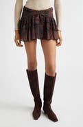 Siedrés Kaia Geo Print Tiered Metallic Chiffon Miniskirt