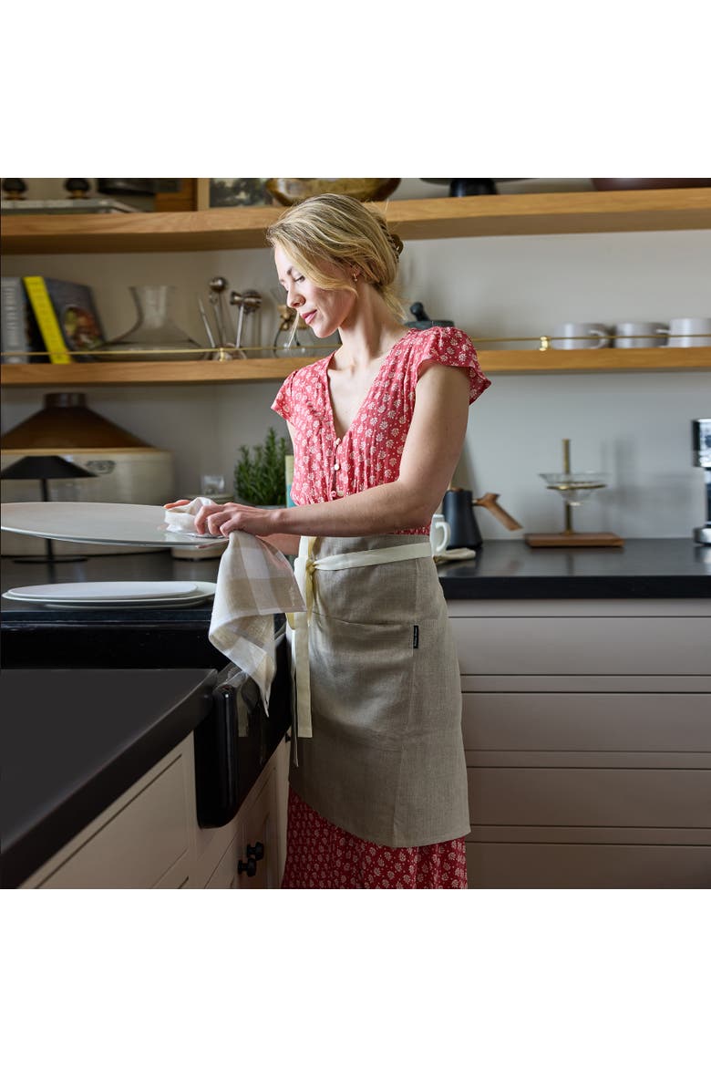 Linen Bistro Server Apron with Pockets, Extra-Long Ties, 21 x 27 Inches, Alternate, color, Natural / Ivory