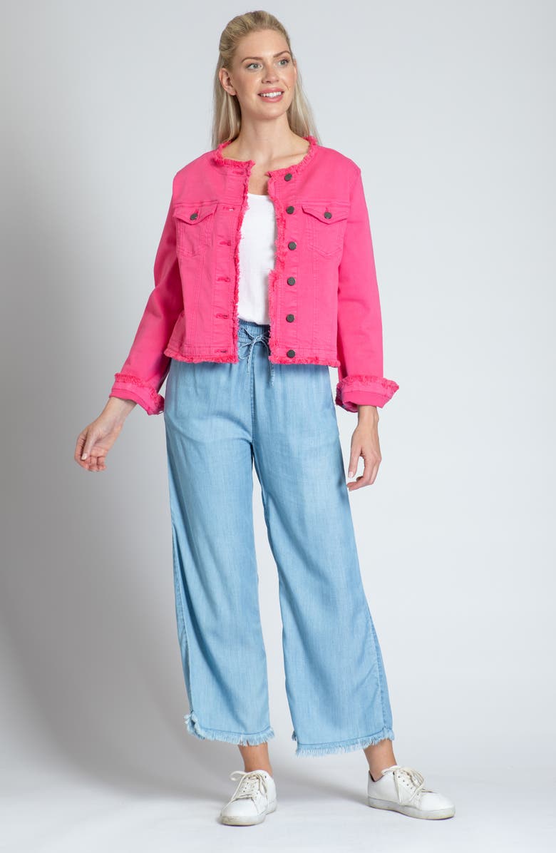 APNY Frayed Collarless Denim Jacket, Alternate, color, 