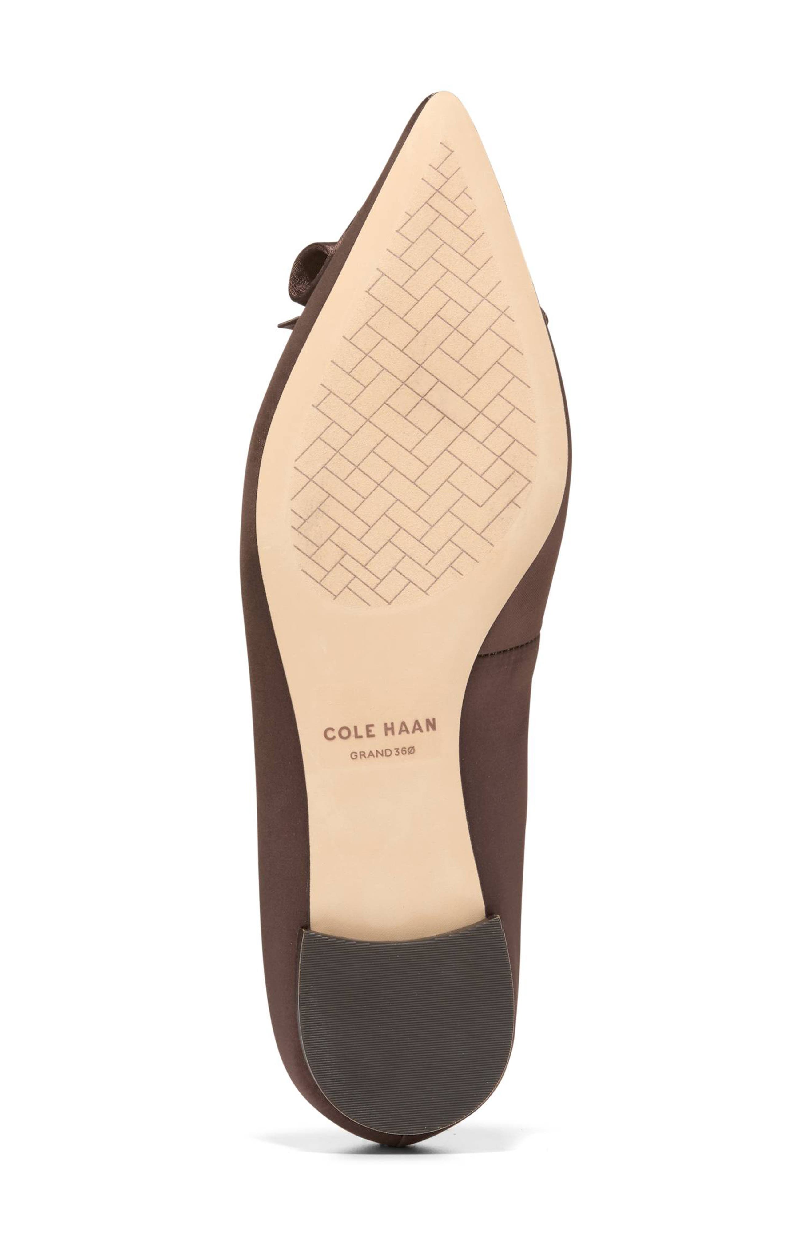 Cole Haan Florette Pointed Toe Skimmer Flat, Alternate, color, Dark Chocolate Satin
