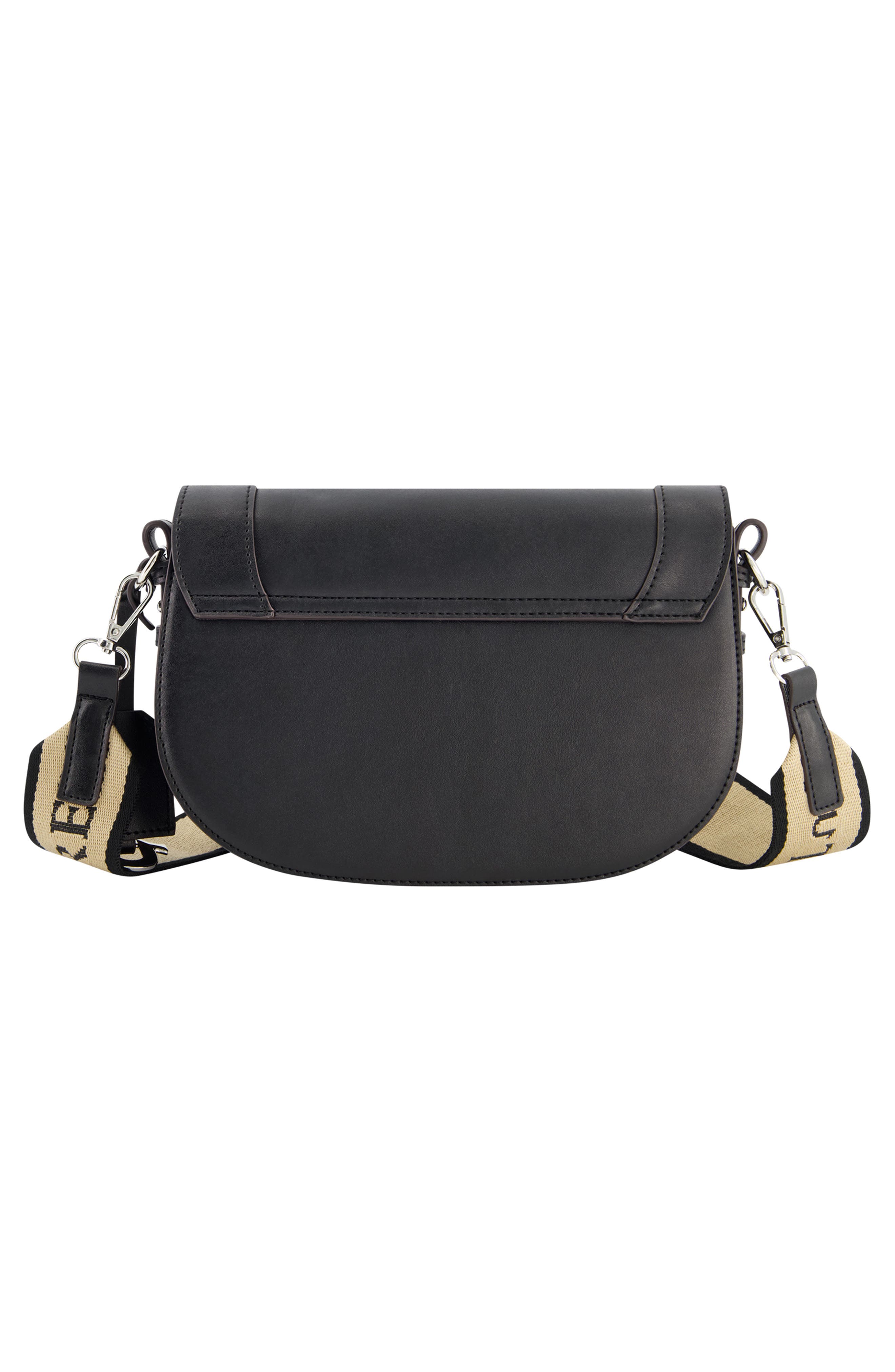 Debossed Logo Flap Shoulder Bag, Alternate, color, BLACK