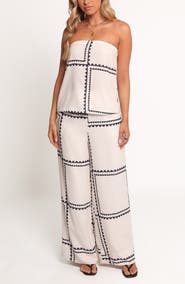 Petal & Pup Ezra Linen Blend Strapless Top & Wide Leg Pants Set