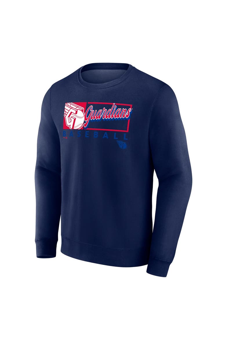 Men's Fanatics Navy Cleveland Guardians Focus Fleece Pullover Sweatshirt, Alternate, color, Navy