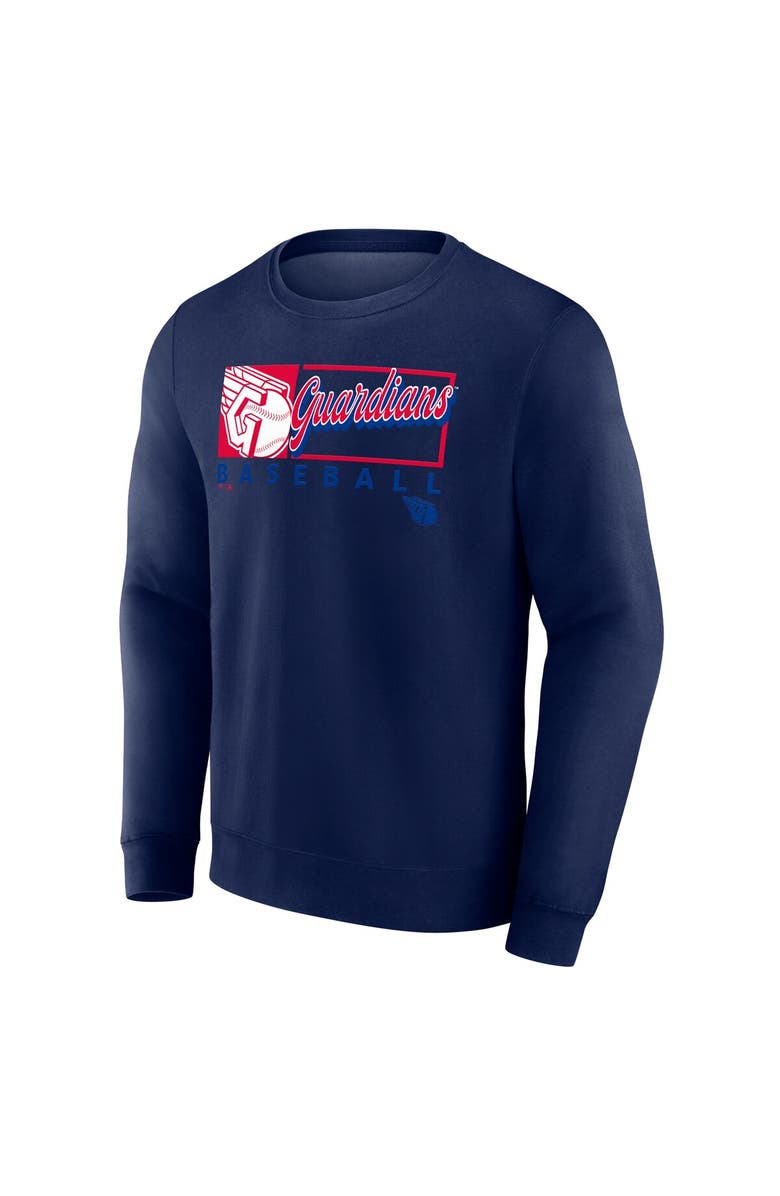 FANATICS Men's Fanatics Navy Cleveland Guardians Focus Fleece Pullover Sweatshirt, Alternate, color, 