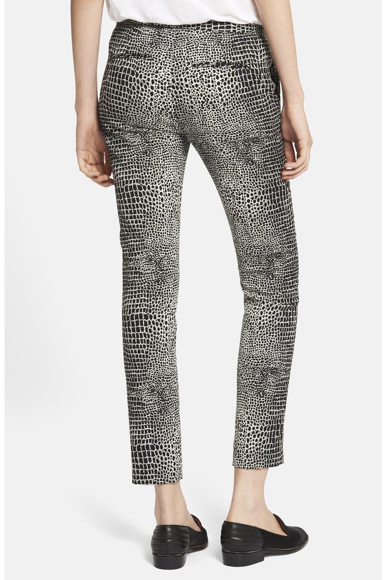 Crocodile Jacquard Crop Pants, Alternate, color, BLACK