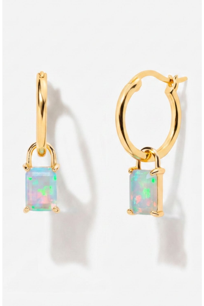 Iris Birthstone Hoops, Main, color, Blue Opal