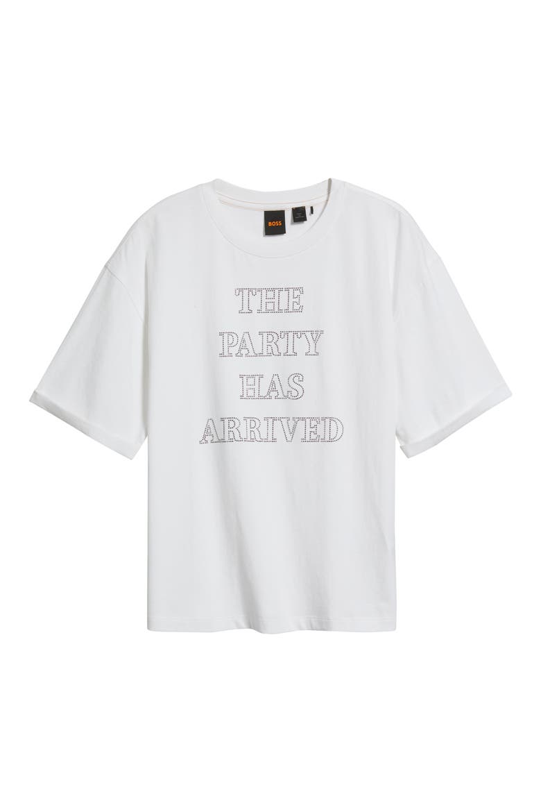 Evi Rhinestone Embellished Cotton Graphic T-Shirt, Alternate, color, WHT