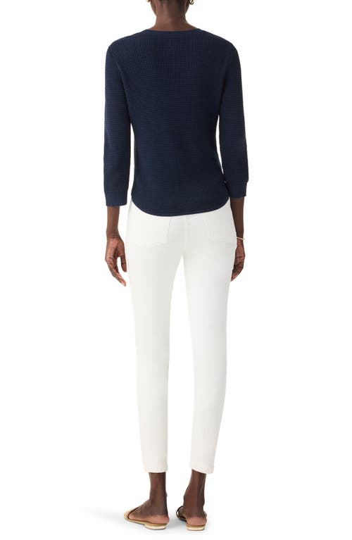 Nic + Zoe Nic+zoe Chill Out Waffle Stitch Sweater In Dark Indigo
