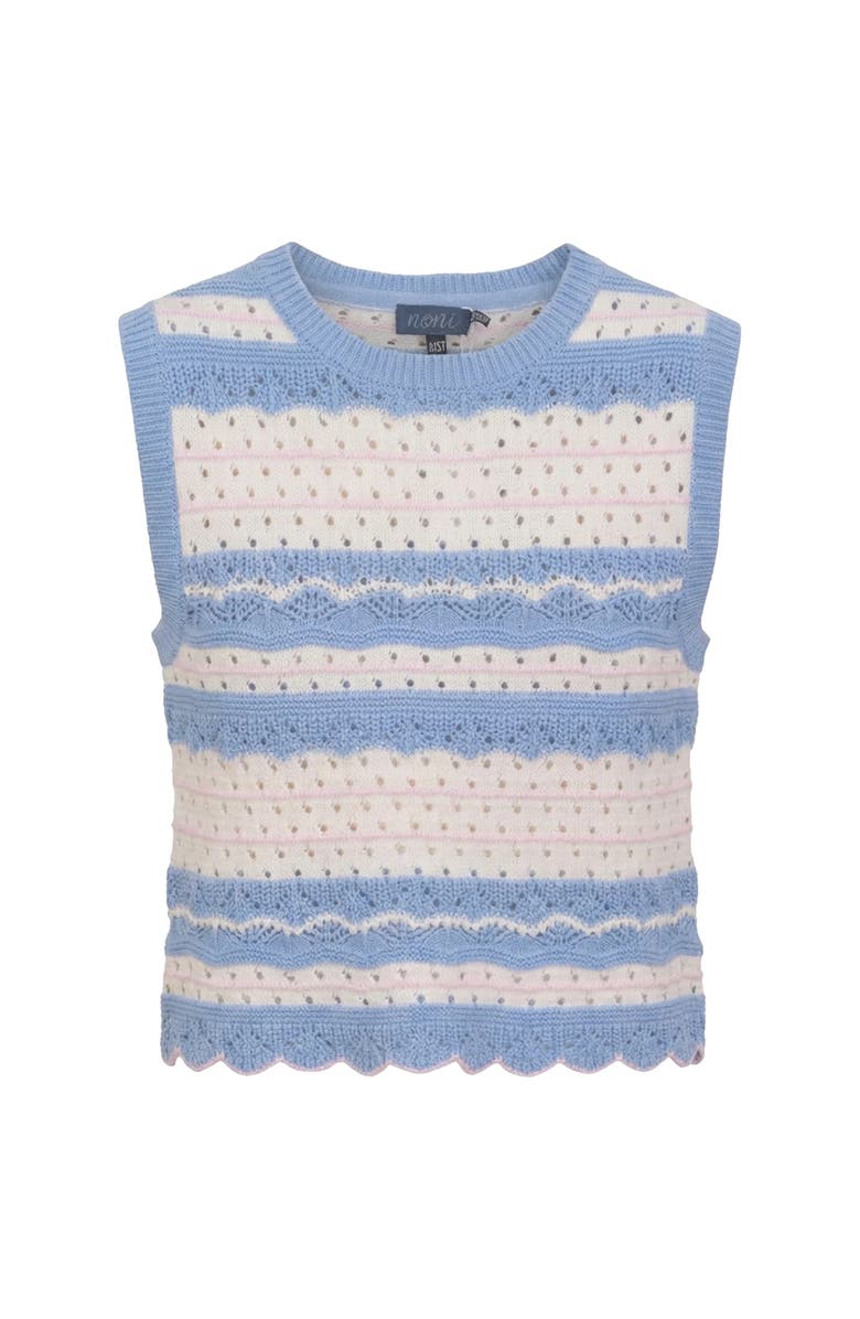 Noni Pointelle Striped Cotton Scalloped Hem Vest, Main, color, White/Blue
