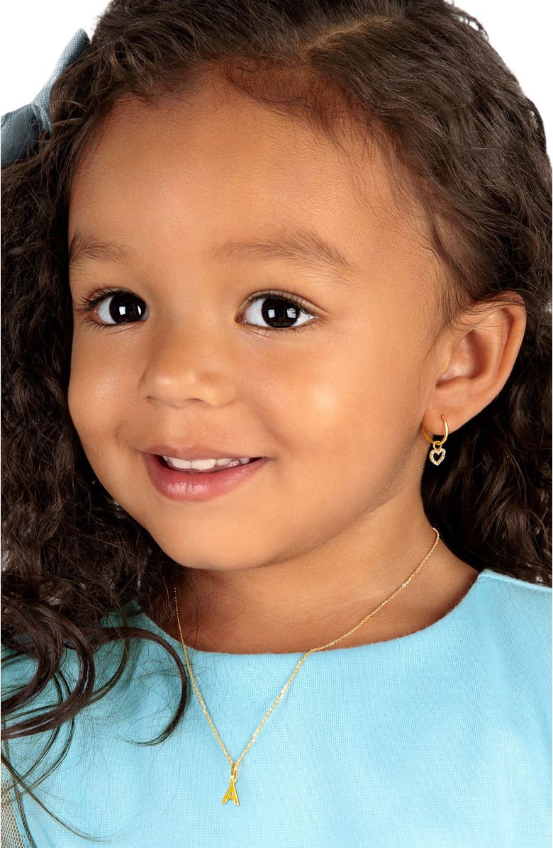 Tiny Blessings 14K Gold Pavé Heart Drop Classic 11mm Huggie Hoop Earrings, Alternate, color, 14K Yellow Gold