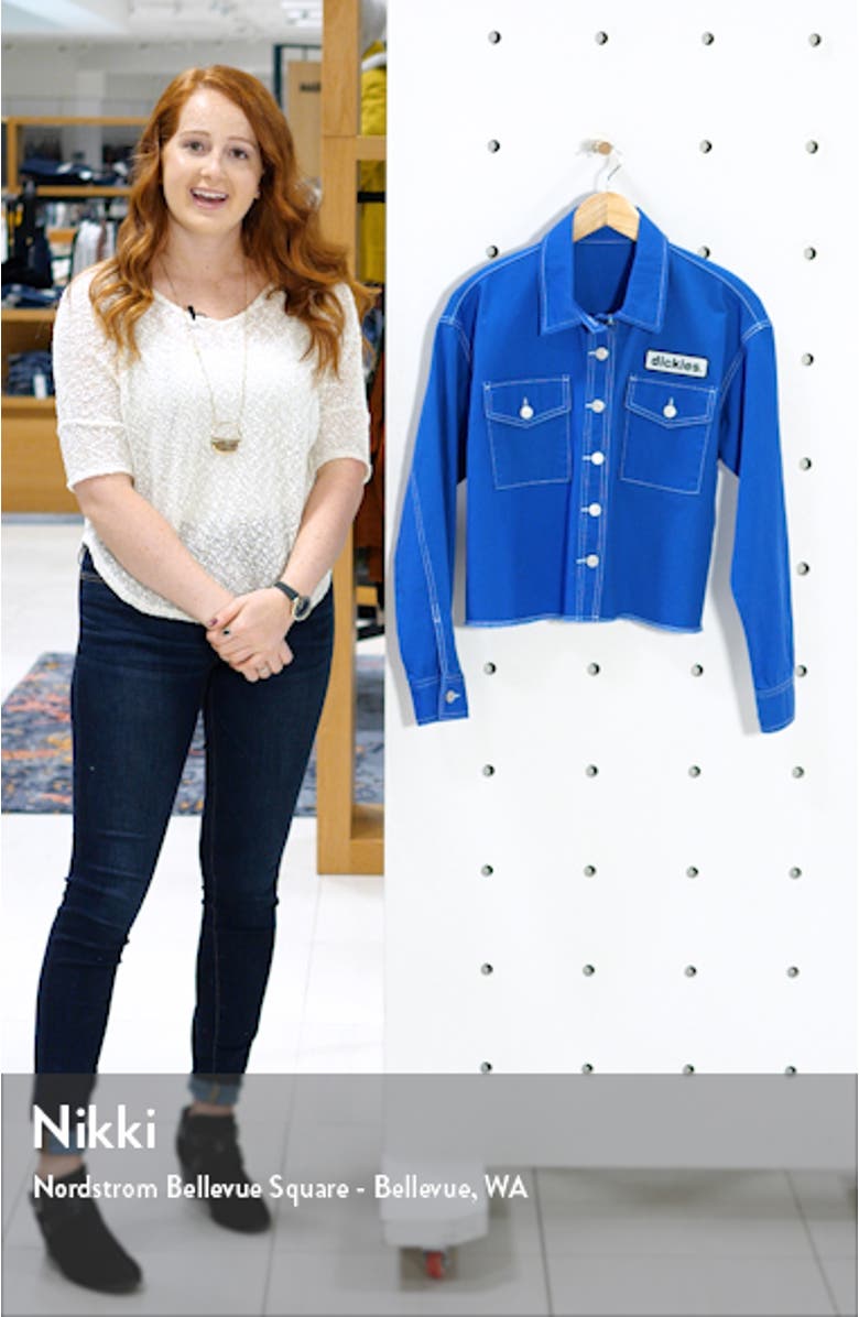 Logo Patch Crop Cotton Trucker Jacket, sales video thumbnail