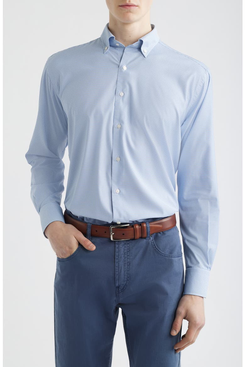 Leo Performance Twill Sport Shirt, Main, color, BLUE FREESIA