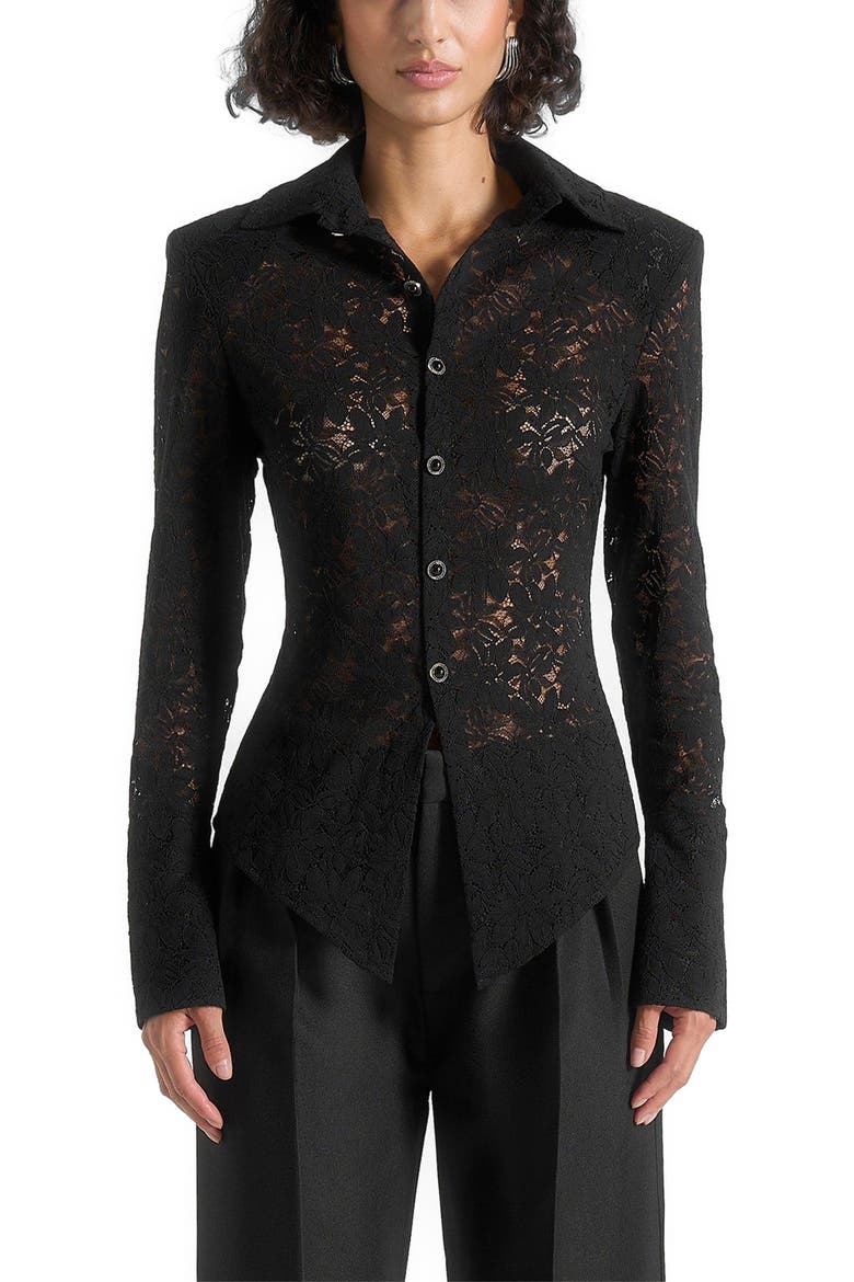 Sila Wide Shoulder Lace Angled Shirt, Alternate, color, Black