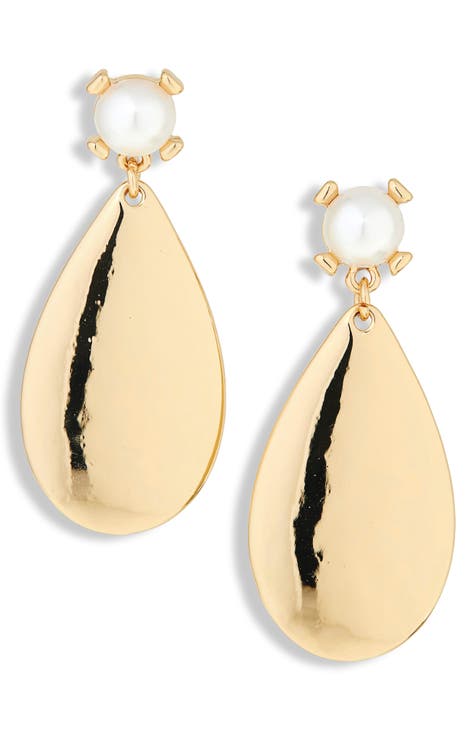 Faux Pearl Teardrop Earrings