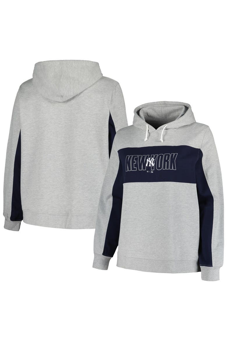 Women's Profile Heather Gray New York Yankees Plus Size Pullover Jersey Hoodie, Alternate, color, Heather Gray