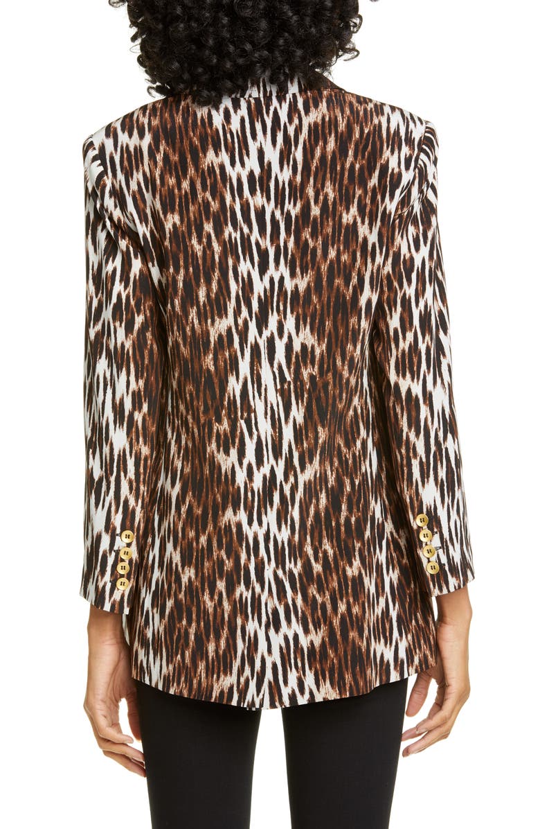 L'AGENCE Taryn Leopard Print Silk Blazer, Alternate, color, 