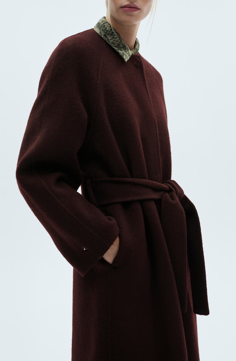 MANGO Wool Coat with Removable Scarf, Alternate, color,