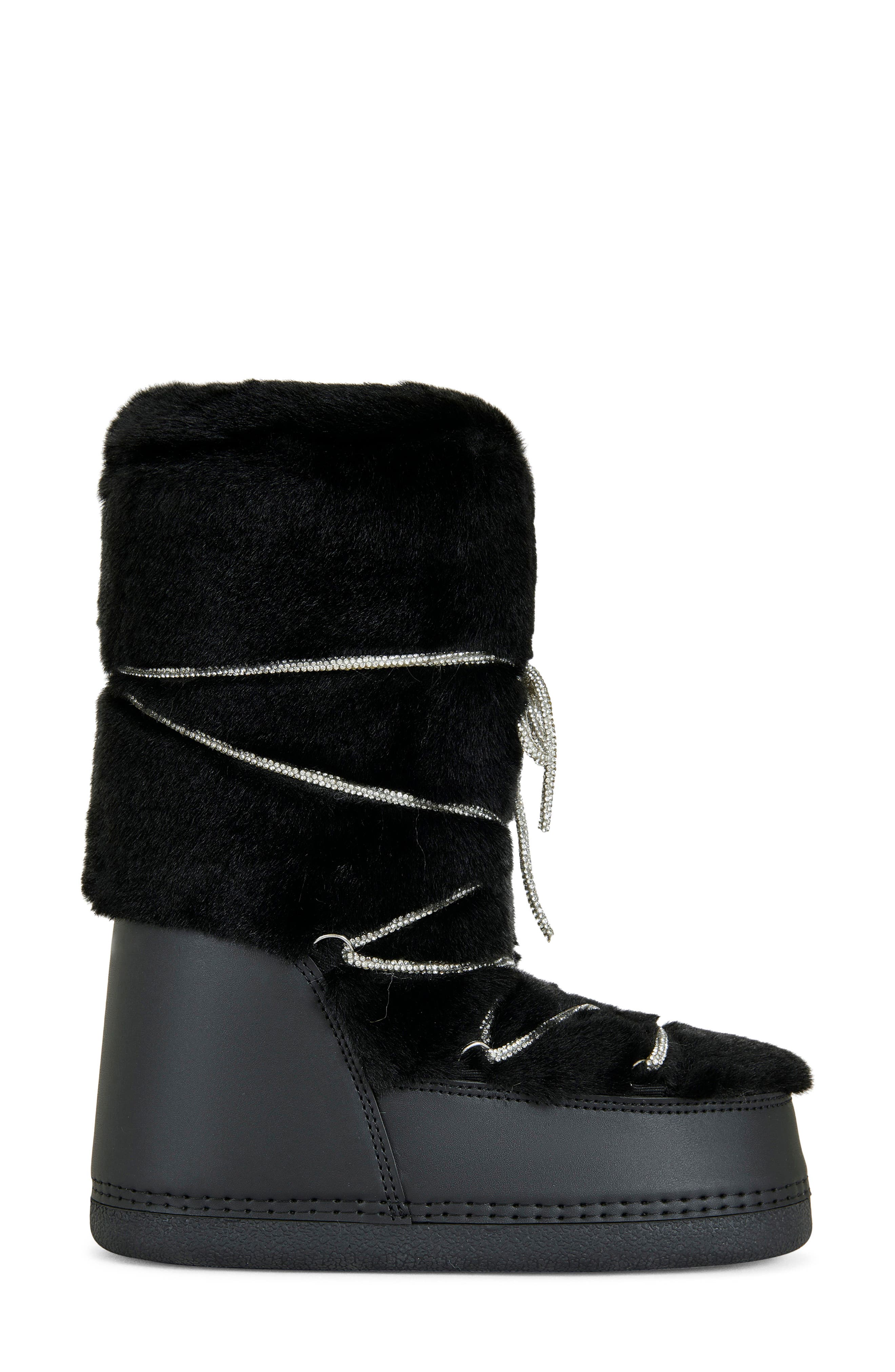 AZALEA WANG Karmela Faux Fur Flatform Snow Bootie, Alternate, color, Black