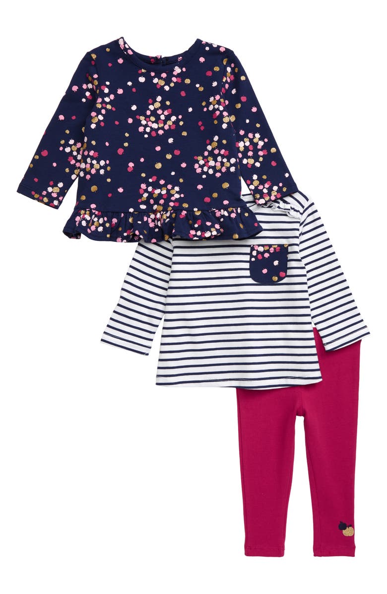 Little Me Apple 3-Piece Tops & Leggings Set, Main, color, 
