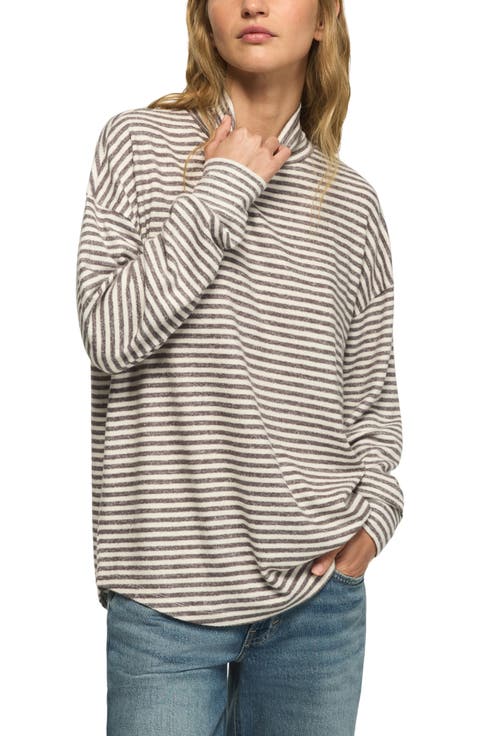 Long Sleeve Stripe Mock Neck Top