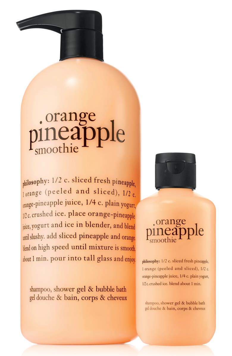 philosophy orange pineapple smoothie shampoo, shower gel & bubble bath duo, Main, color,