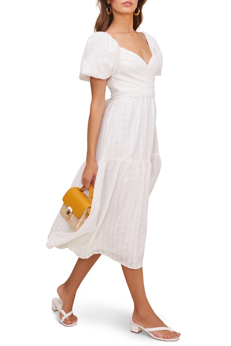 Sonnet Tie Back Midi Dress, Alternate, color, WHITE