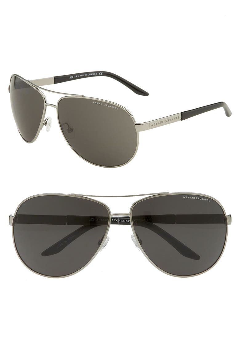Metal Aviator Sunglasses, Main, color, RUTHENIUM