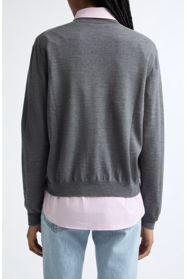 Wool Crewneck Cardigan, Alternate, color, HEATHER GREY