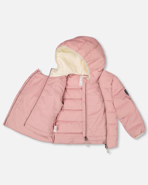 Deux Par Deux Compressible Winter Puffy Coat Designed For Car Seat In Pink