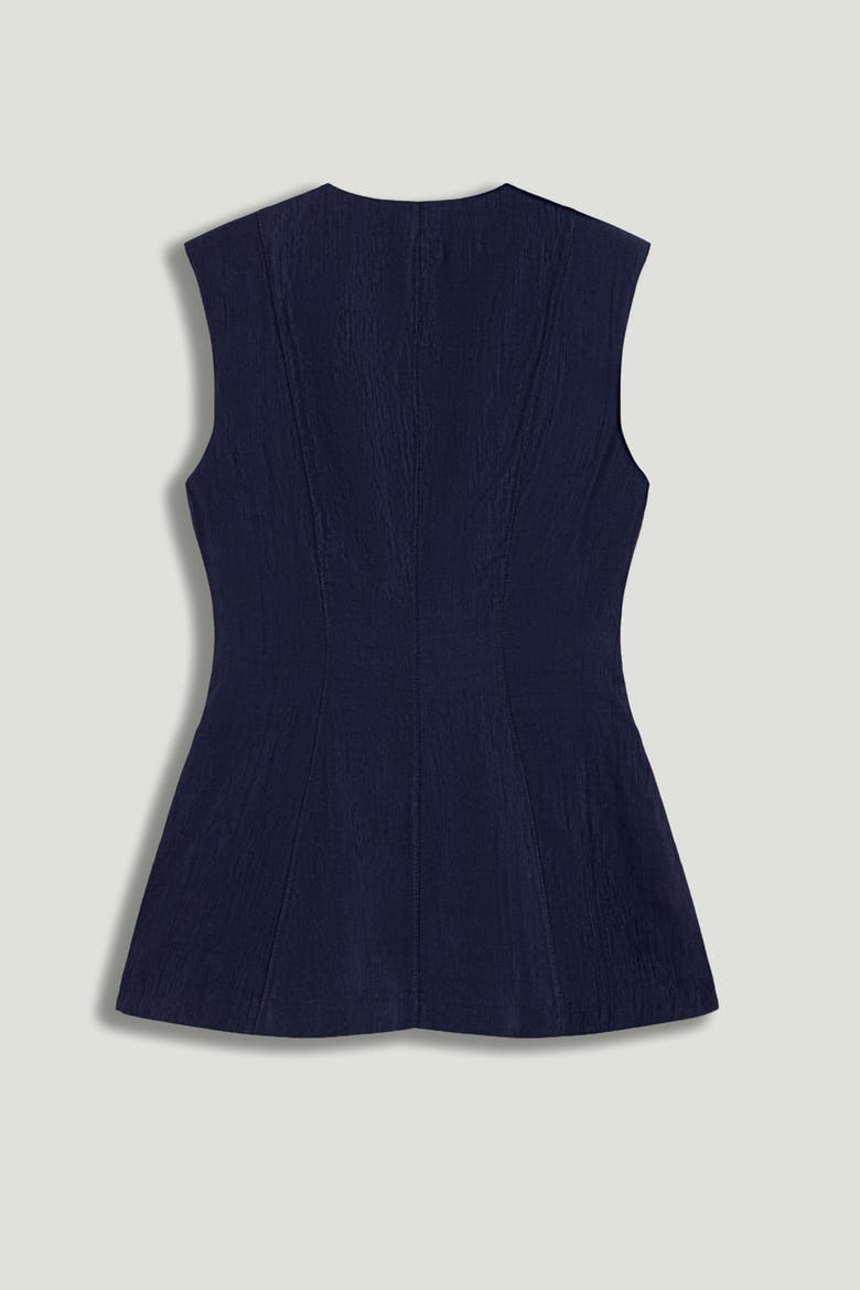Padded V-Neck Vest, Alternate, color, Navy