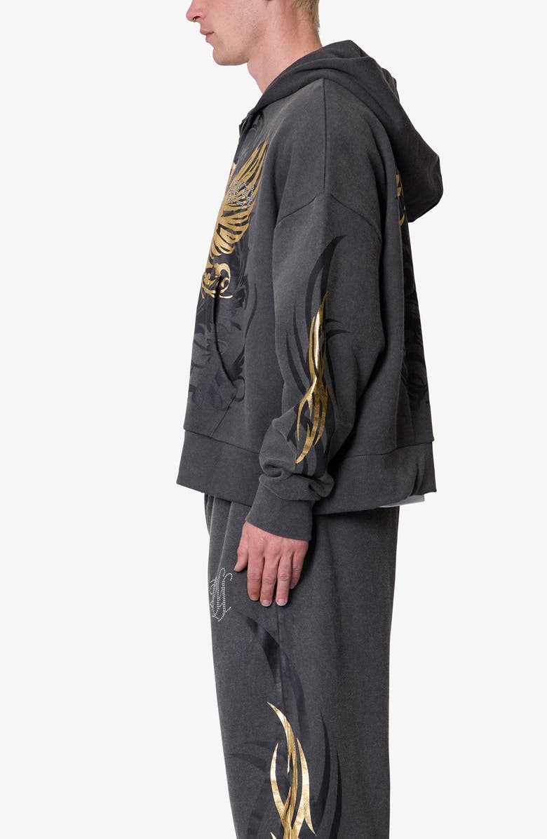 mnml Oversize Gold Foil Cotton Zip Hoodie, Alternate, color, 