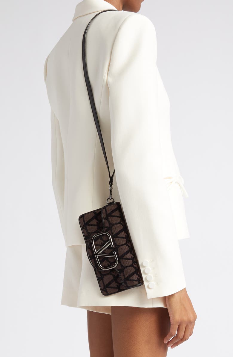 Valentino Garavani VLOGO Toile Phone Card Case on Strap, Alternate, color,