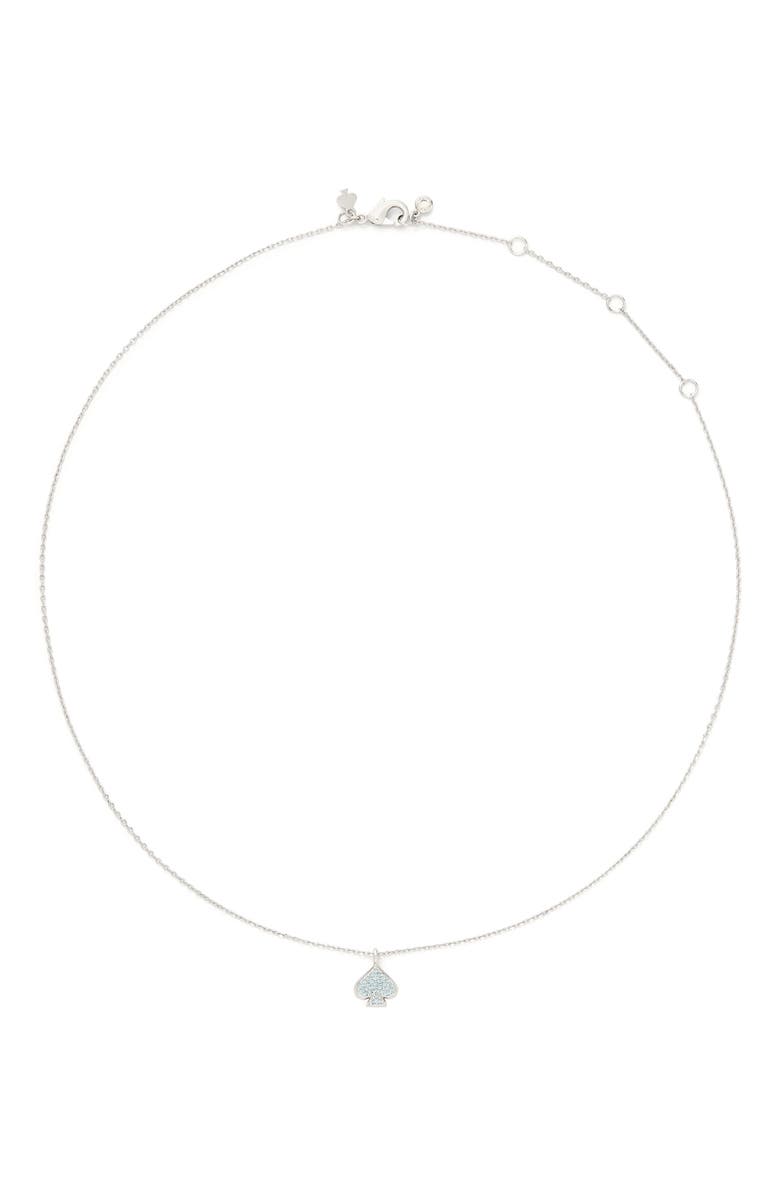 Kate Spade New York mini pavé pendant necklace, Alternate, color, Blue/ Silver
