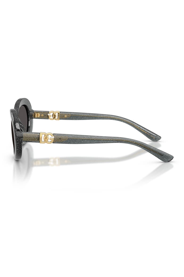 49mm Oval Sunglasses, Alternate, color, GLITTER BLACK / DARK GREY