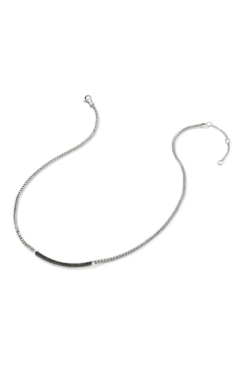 JH Essentials Pavé Sapphire Necklace, Alternate, color, SILVER/ BLACK SAPPHIRE