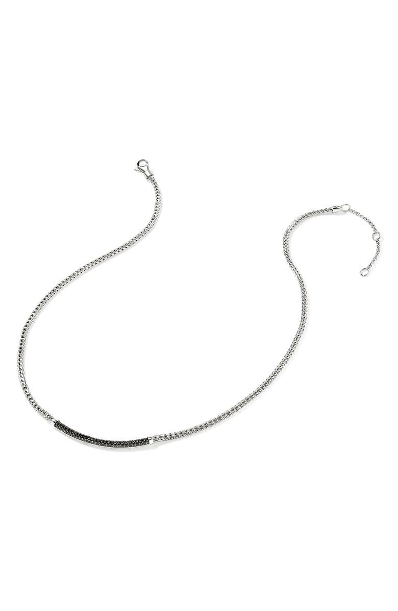 John Hardy JH Essentials Pavé Sapphire Necklace, Alternate, color, Silver/ Black Sapphire