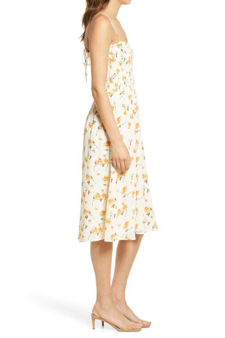 Sable Smocked Bodice Midi Dress, Alternate, color, LIMONADA
