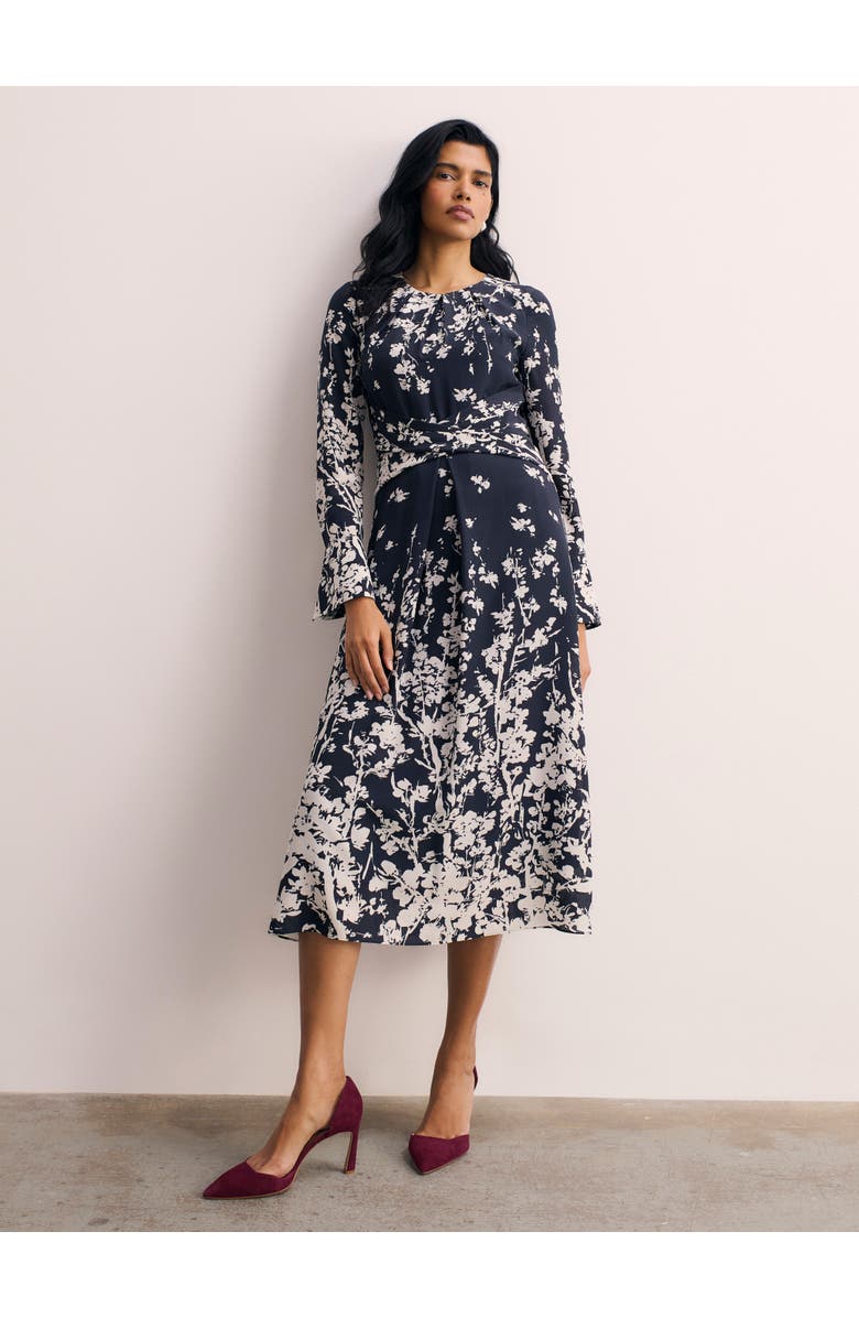 The Fold Rosaire Floral Print Dress, Main, color, Navy