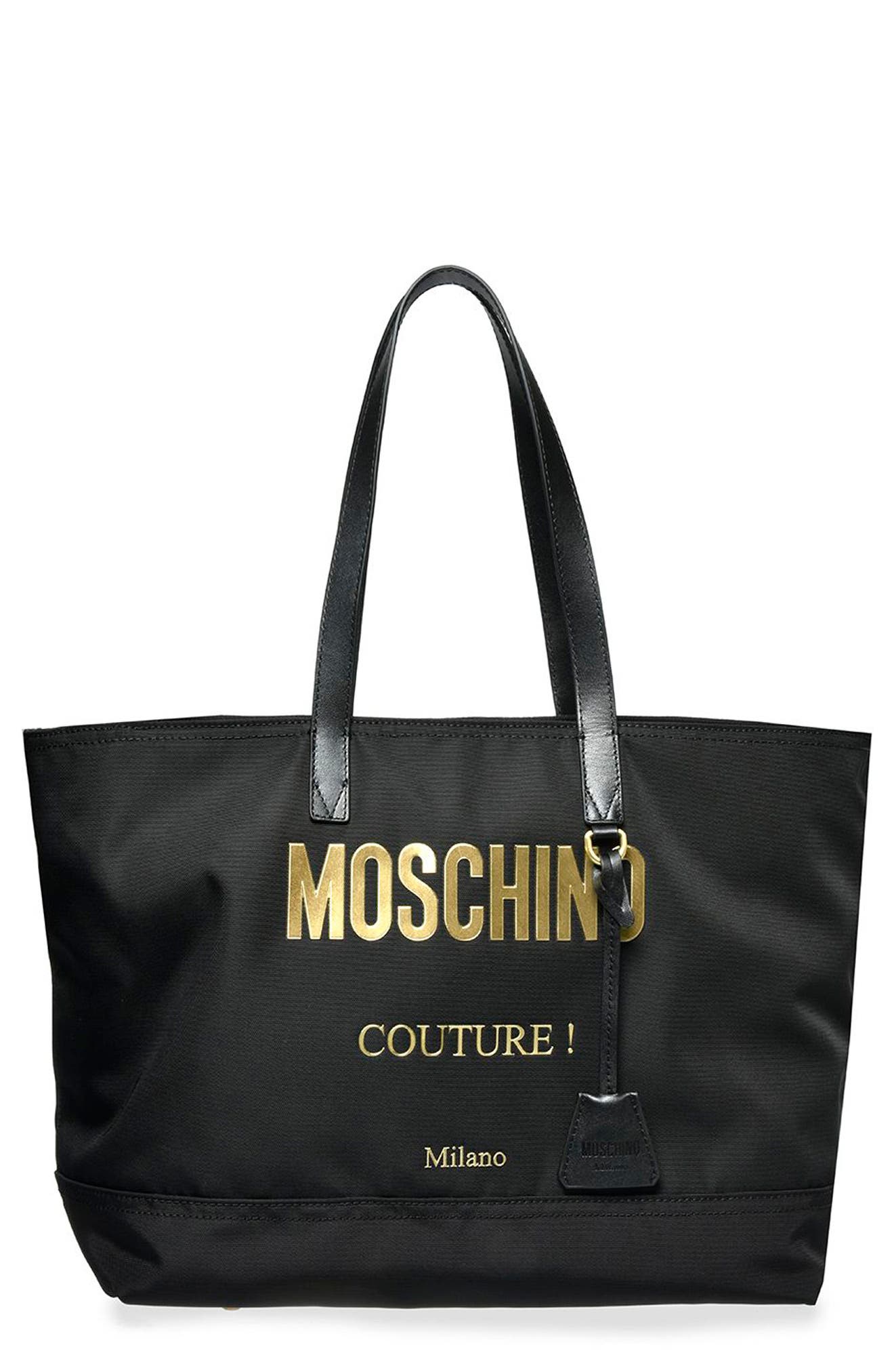 Moschino Logo Nylon Tote, Main, color, 