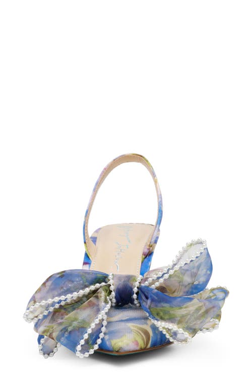 Betsey Johnson Sb-kelli Blue Tulip Floral Bow Pointed-toe Pumps In Blue Tulip