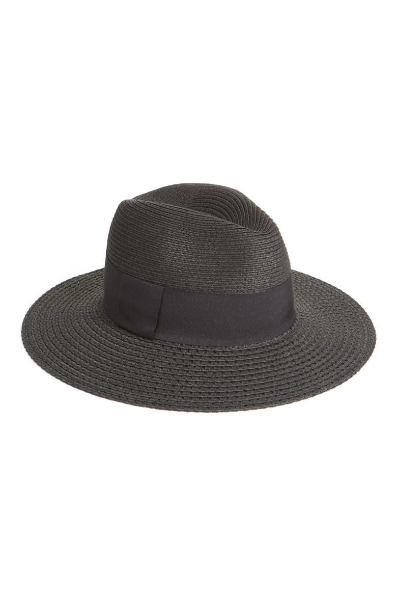 Wide Brim Straw Panama Hat, Main, color, BLACK COMBO