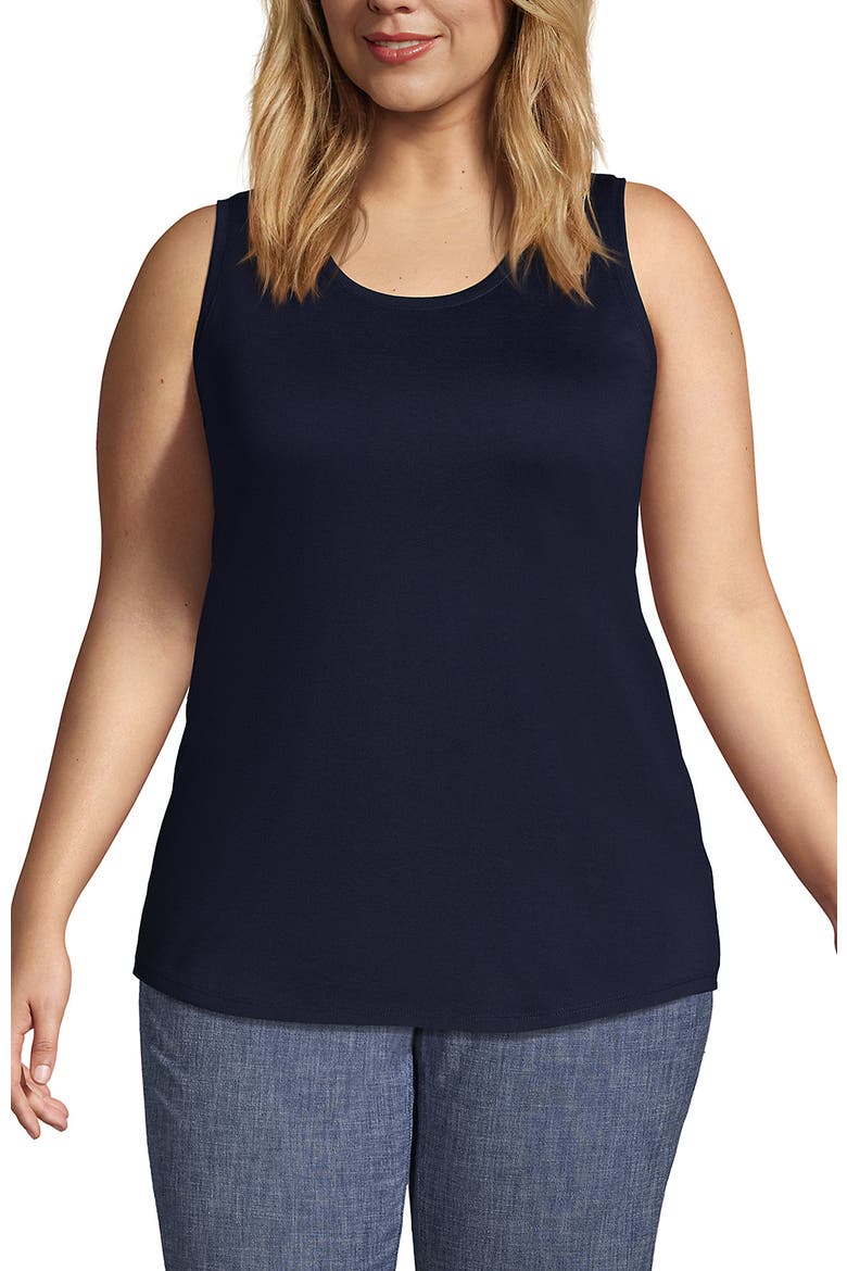 Supima Cotton Tunic Tank Top, Alternate, color, Radiant Navy