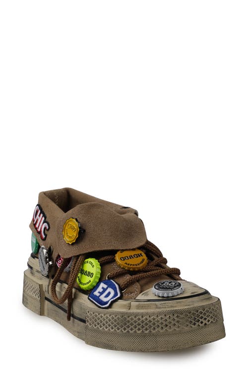 Zigi Distressed Platform Sneaker In Tan Suede
